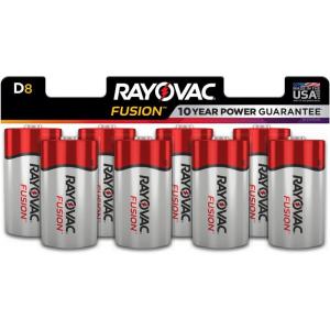 imageRayovac Fusion D Batteries Premium Alkaline D Cell Batteries 4 Battery CountD  8 Count