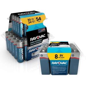 image:imageRayovac AA Batteries and AAA Batteries 30 Double A Batteries 24 Triple A Batteries and 8 9 Volt Batteries Combo Pack 62 Count